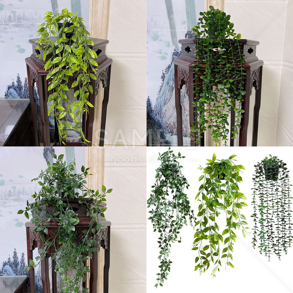 フェイクグリーン 3種セット 造花 壁掛け 吊り下げ お部屋のインテリア 観葉植物 お手入れ不要 害虫の心配なし モデルルーム ホテル用装飾 プラスチック製 人工観葉植物 インテリアグリーン 鉢付き