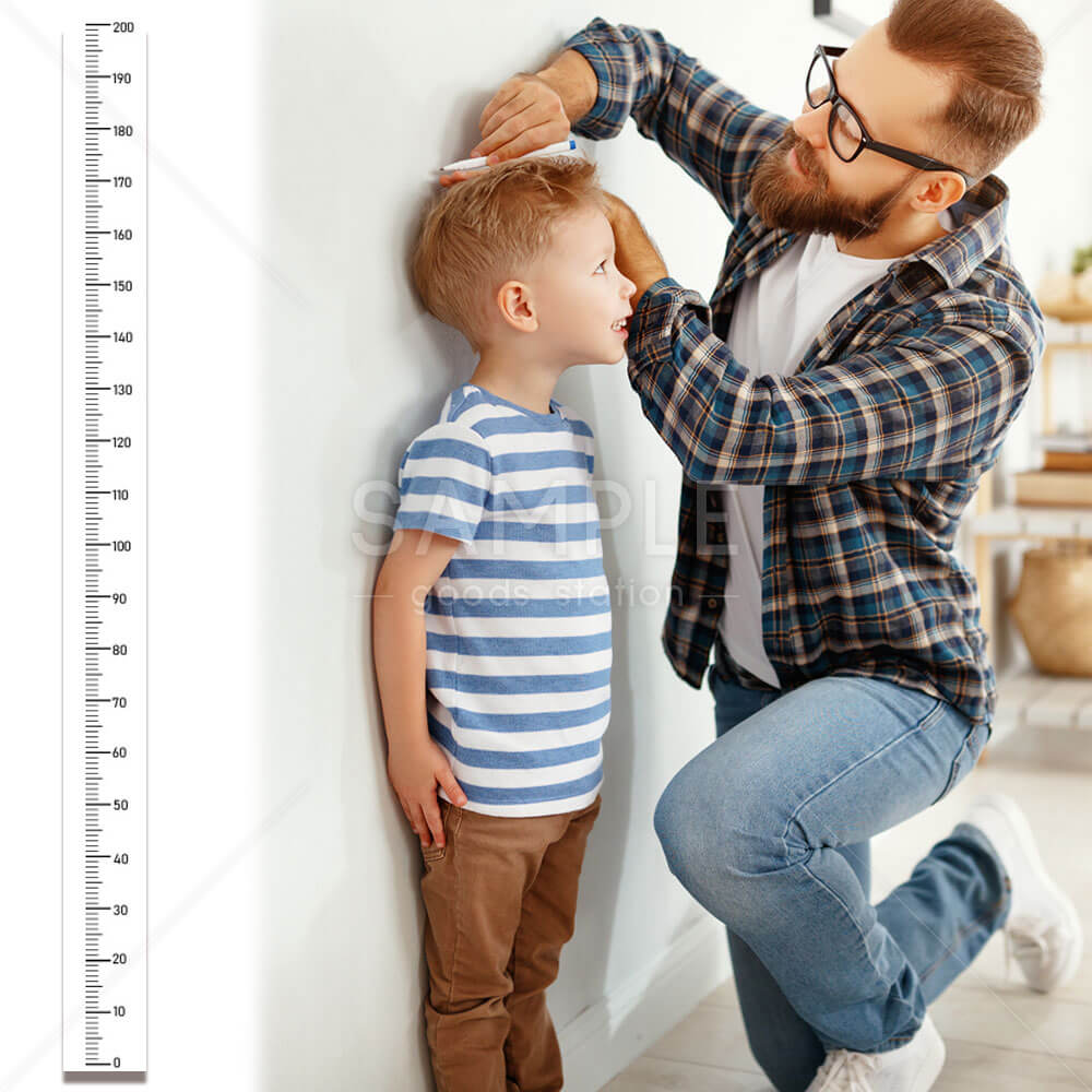 身長が測れる ウォールステッカー 200?サイズ 目盛り 大人 子供 成長記録 シンプル 無地 柄なし 壁に貼るだけ インテリアに馴染む カットして調節OK