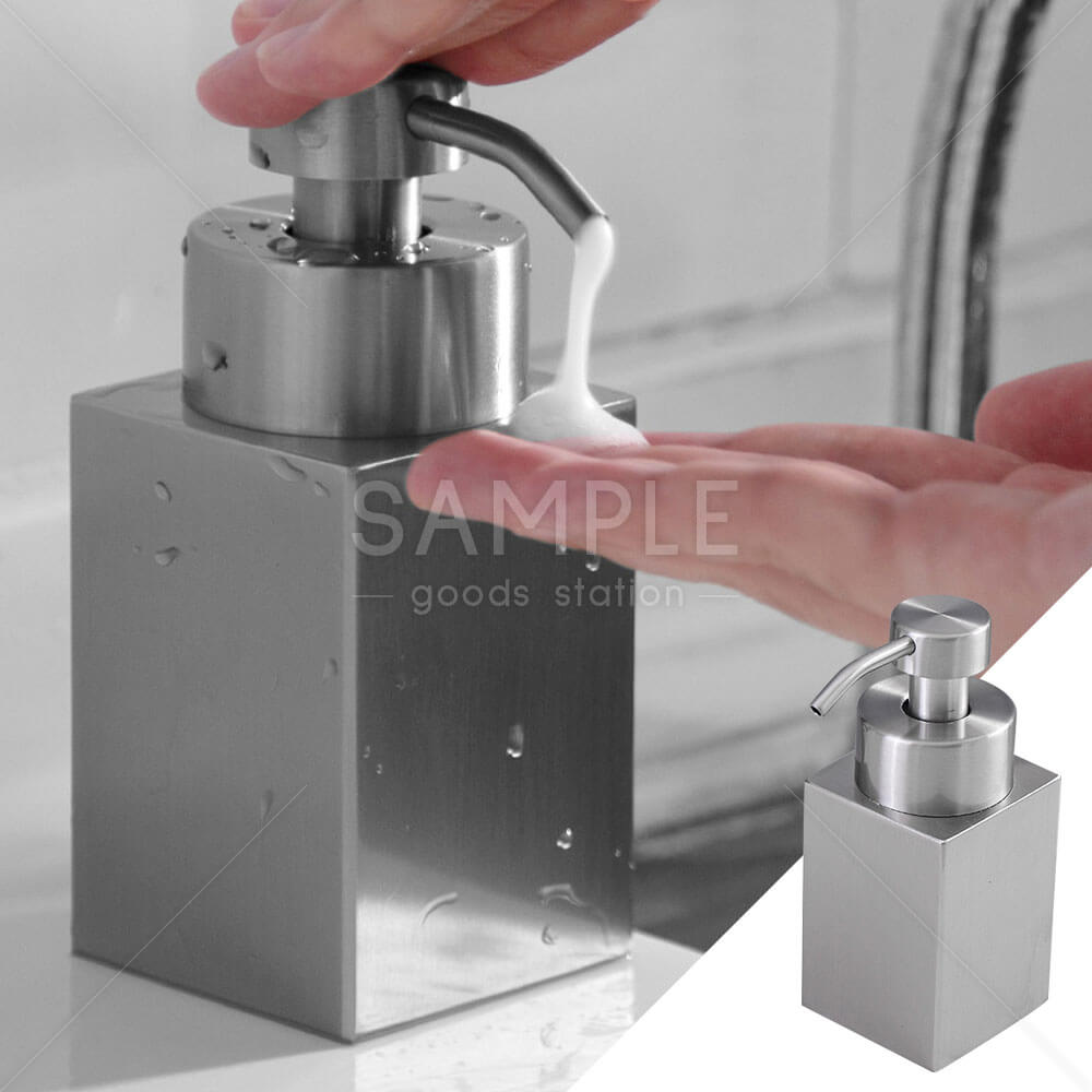 ソープディスペンサー ステンレス製 オシャレ 詰め替えボトル コンパクト シンプル 洗面所 キッチン ホテルライク きめ細かい泡 シルバー 360度回転 容量約200ml 泡ソープ用