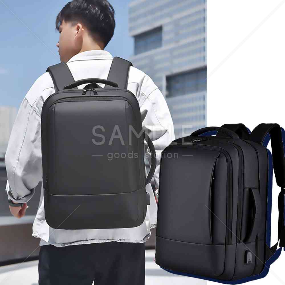 ビジネスリュック 大容量 23L-37L 拡張機能 USBポート 出張 旅行 側面にもハンドル付き 雨に負けない撥水性 傷防止 耐久性