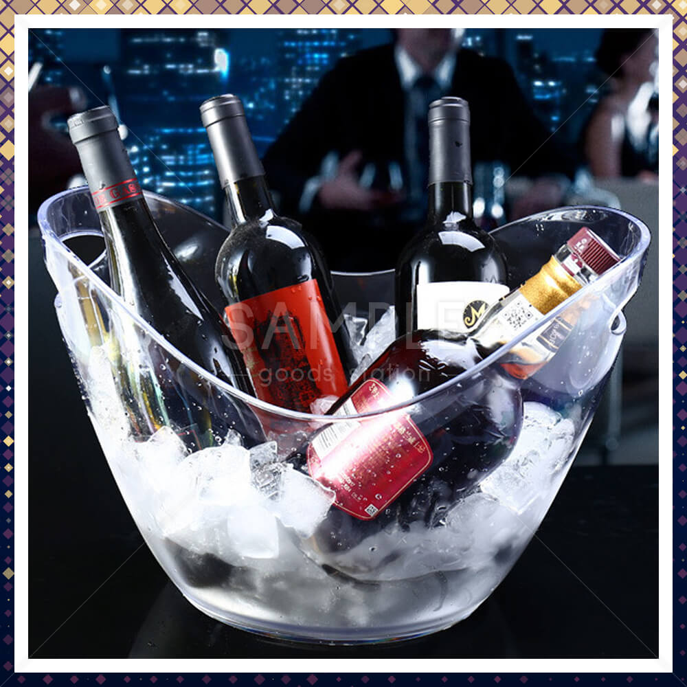 ワインクーラー シャンパンクーラー ボトルクーラー アクリル製 8L 大容量 約5本まで冷却可能 ホームパーティー イベント 持ち手付き シンプルなデザイン 結婚式 レストラン バー