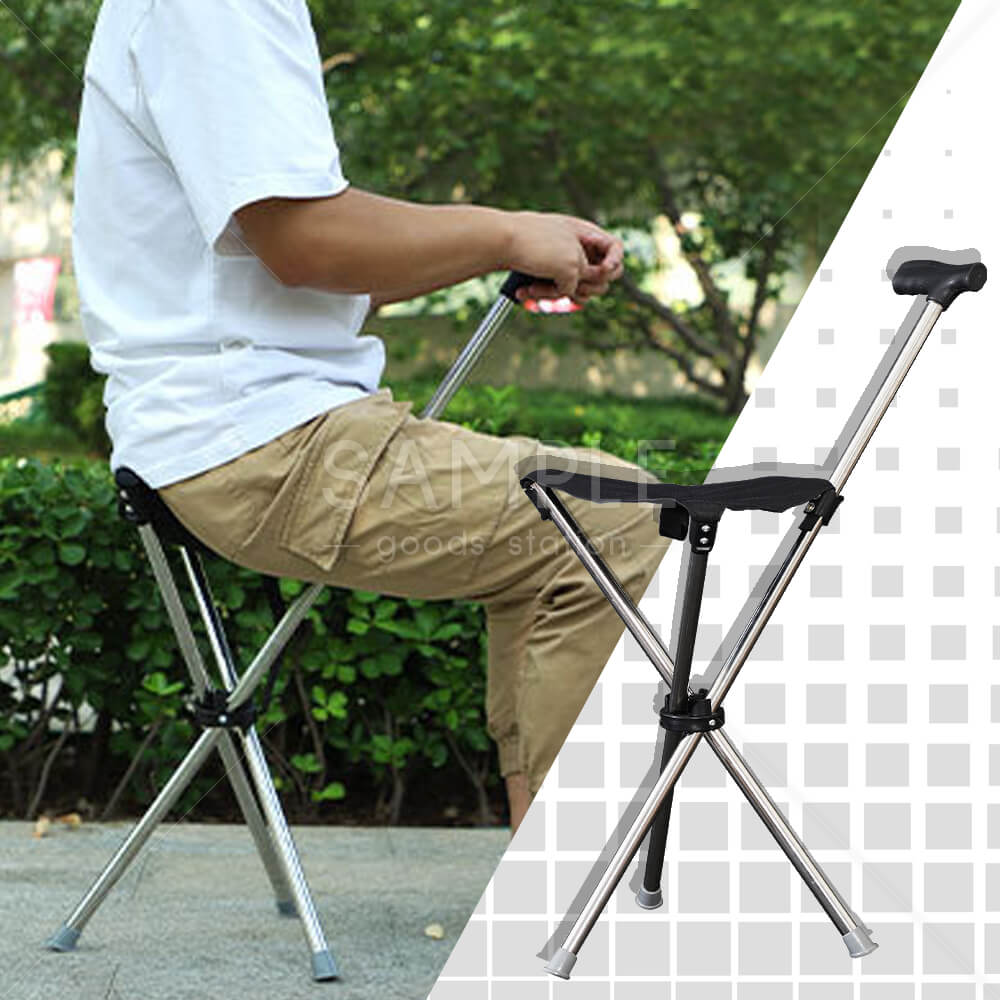 アウトドアチェア ステッキチェア 椅子 座れる杖 杖 折り畳み式 ゴルフ 休憩 軽量 歩行補助杖 介護 三脚 滑り止め付き 安定性抜群 コンパクト 持ち運び簡単 スリムなデザイン 掛けて収納できる
